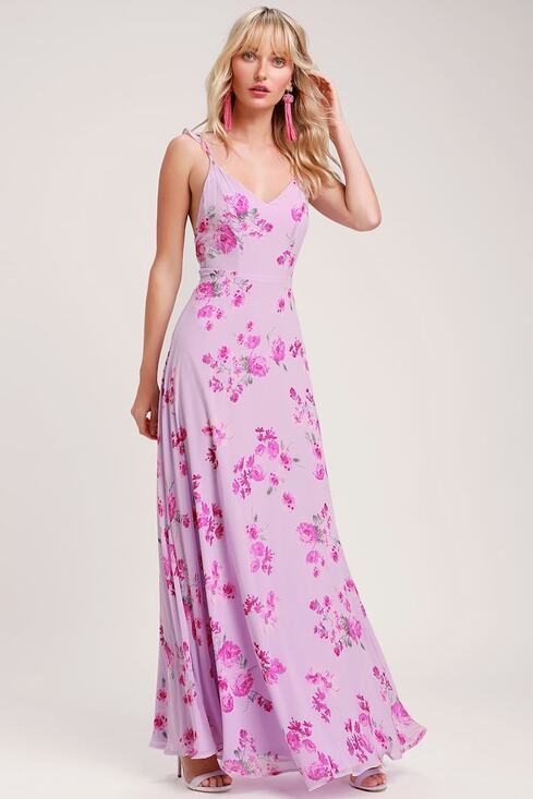 Lulus Dresses & Skirts - Lulus Meteoric Rise Lavender Floral Print Maxi Dress Small NWT